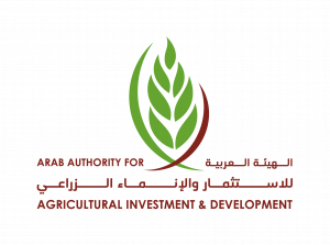 The Arab Authority for Agricultural Investment and Development logo. It is a green wheat ear surrounded by one green arc and another brown arc.