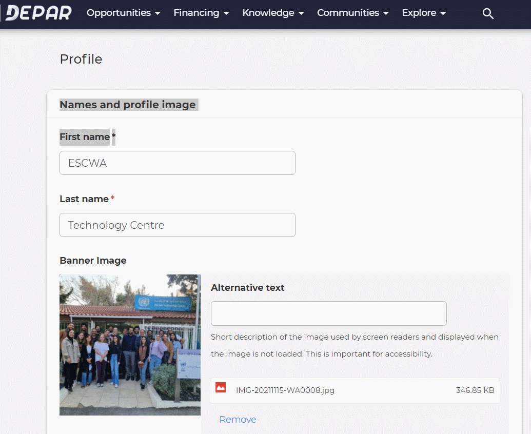 Edit profile Fields